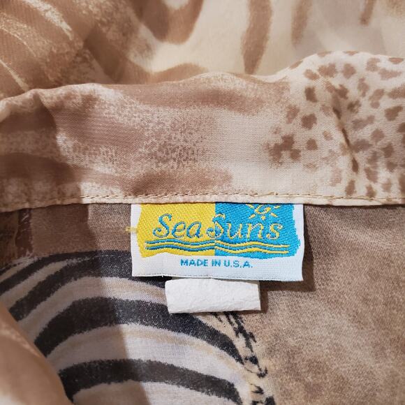 Vtg 80s Sea Suns Sheer Safari Zebra Animal Print Button Blouse Womens Size M - Picture 8 of 10